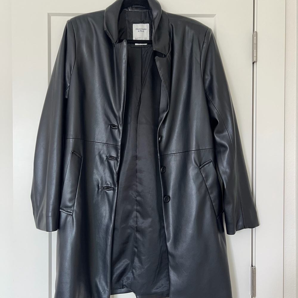 Abercrombie & Fitch Women's Sleek Black Leather Coat